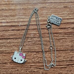 Hello Kitty Vintage Diamonique 925 Sterling Silver Pendant Necklace